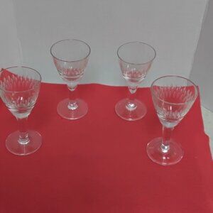 Crystal Stemmed Etched Set of (4) Sherry/Cordial Stemware
